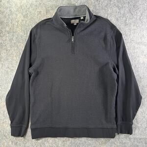 Ted Baker London / Men's Large / Quarter-Zip Textured Pullover Sweater Black